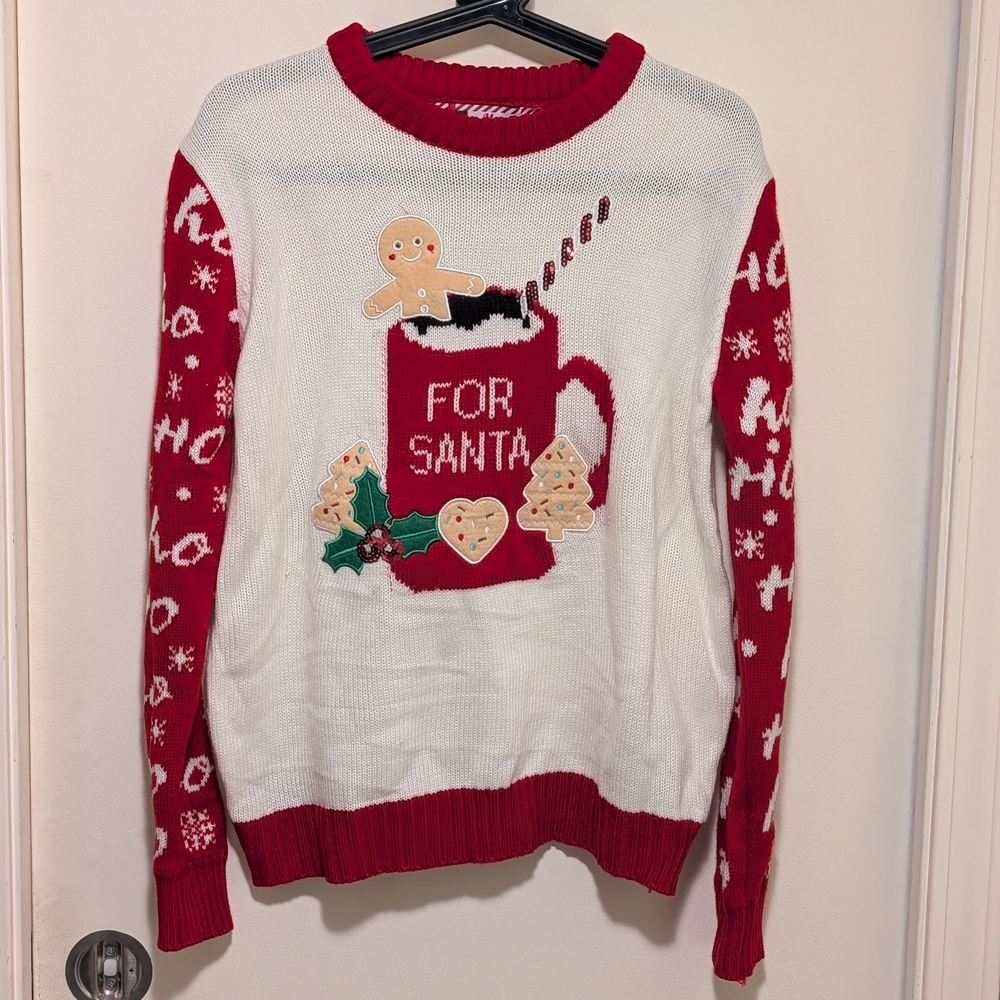 Festive Red and White Christmas Sweater Size Medium